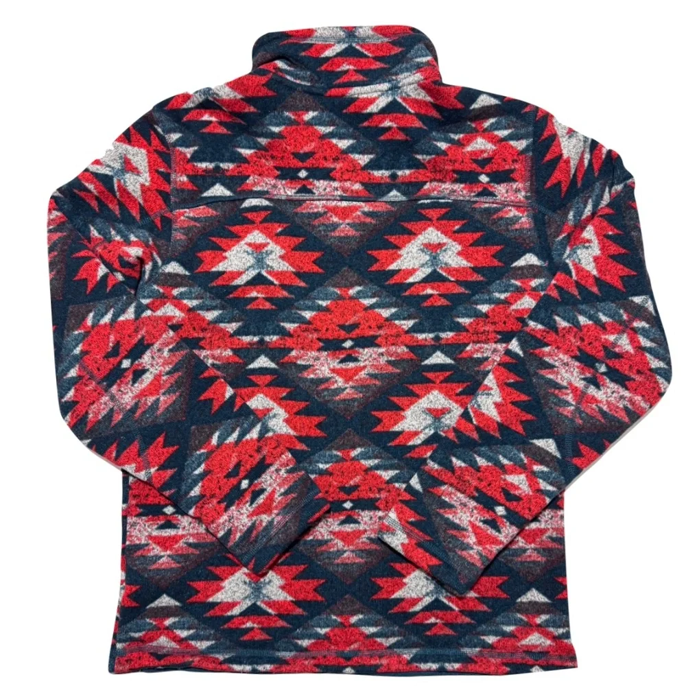 The North Face Men's Half Zip Aztec Orange Red and Blue Print Size Medium